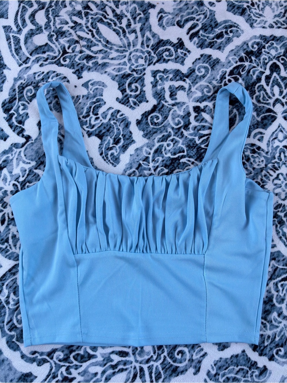 Light Blue Ruched Front Crop Bralette - Women Intimates